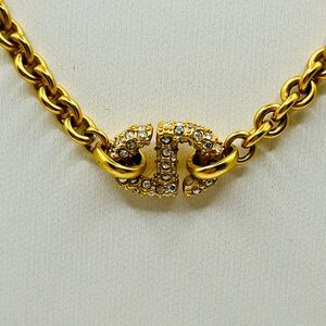 Christian Dior CD Gold and Crystals Necklace NIB